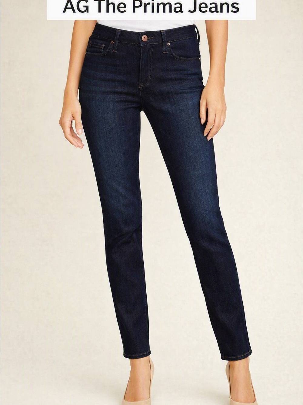 AG Adriano Goldschmied The Prima Mid Rise Cigarette Jeans 27R Dark Wash EUC